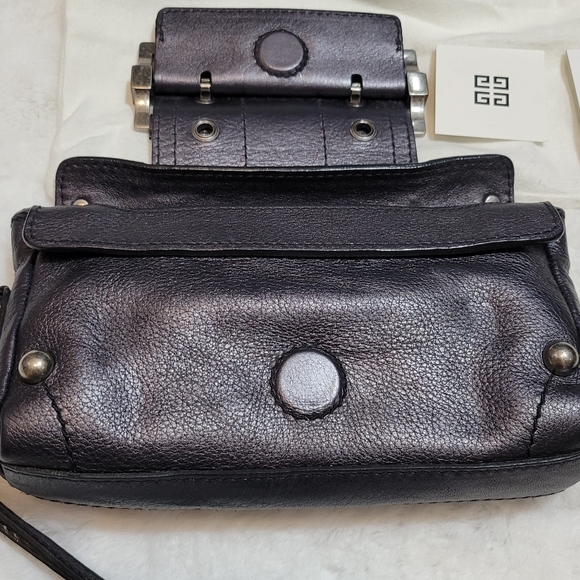 NIB AUTHENTIC GIVENCHY MINI CLARABELLA WRISTLET POUCH IN GUN METAL SILVER - Picture 4 of 17